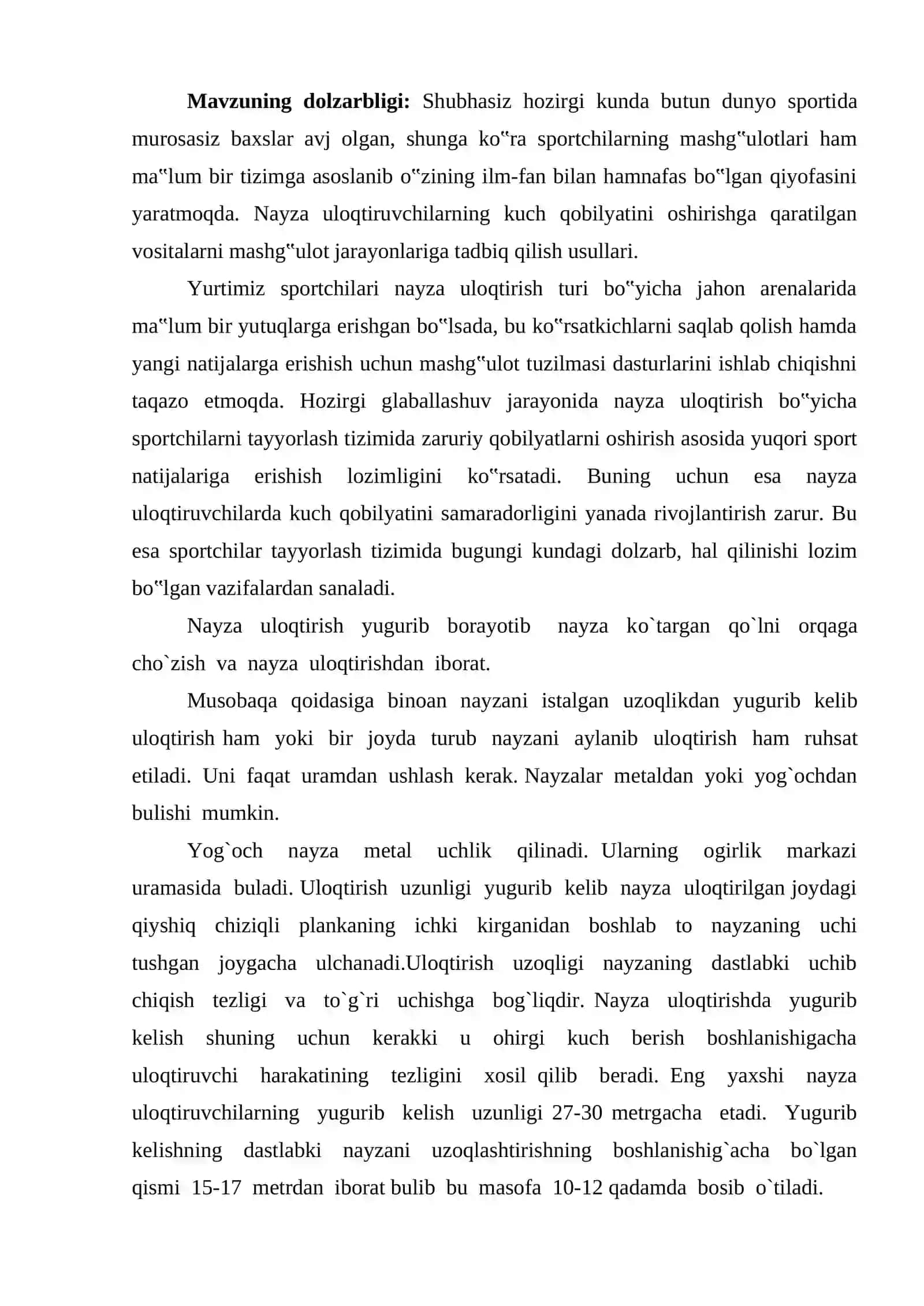 Nayza uloqtirish texnikasi tahlili va oʻrgatish uslubiyati 2