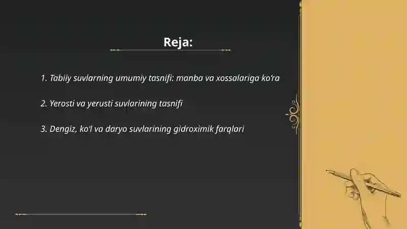 Tabiiy suvlarning tasnifi va aralashmalarning tavsifi 2
