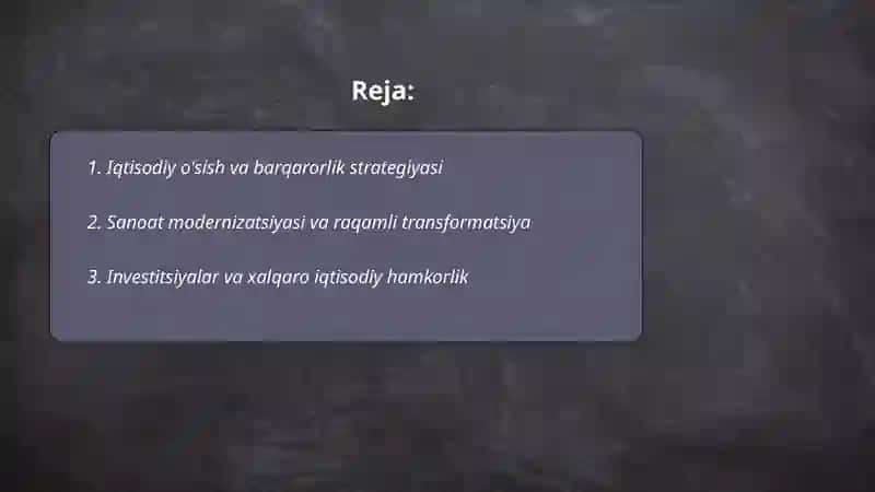 Iqtisodiy o'sish va barqarorlik strategiyasi 2