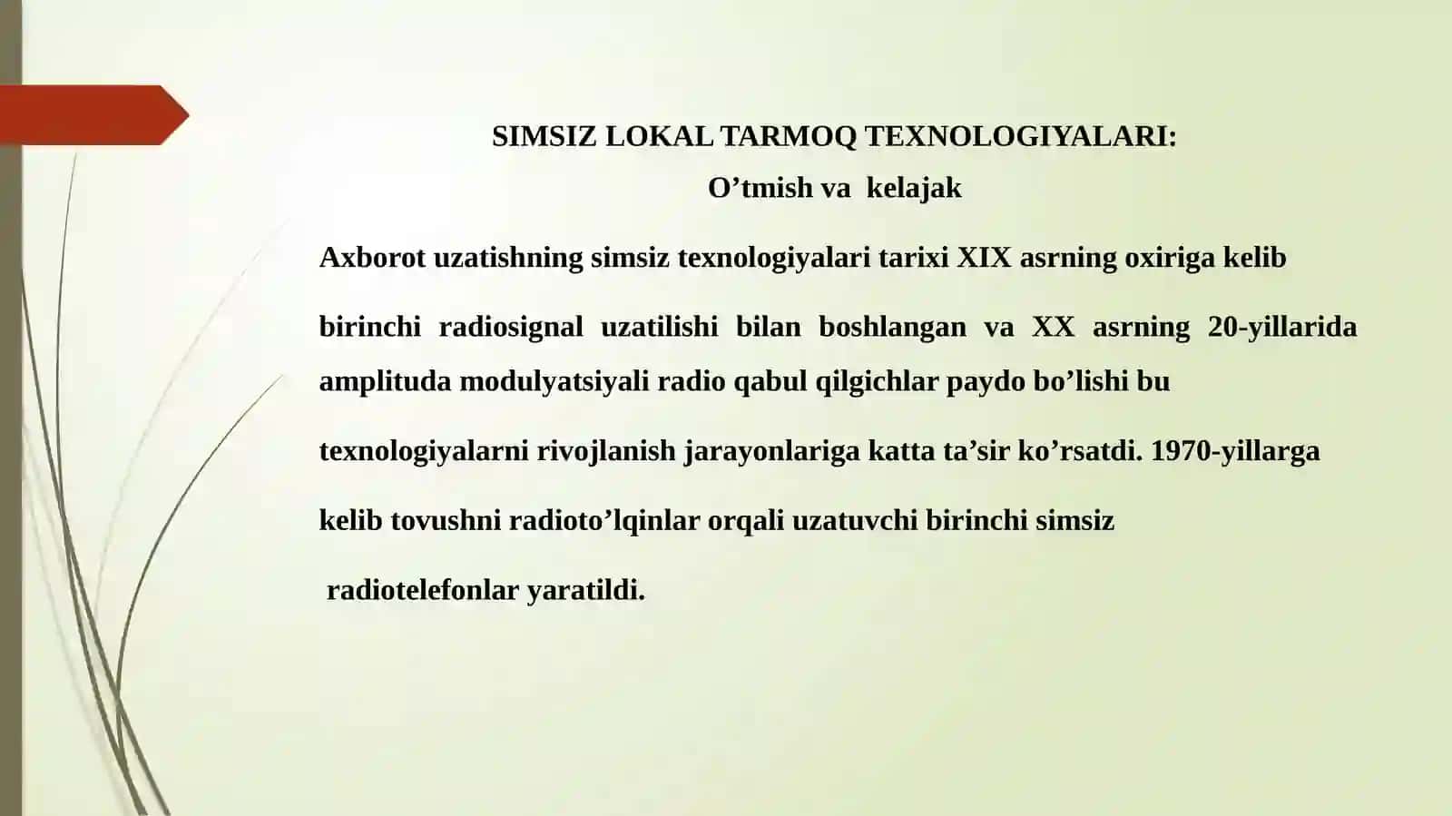 Simsiz tarmoq texnologiyalari 2