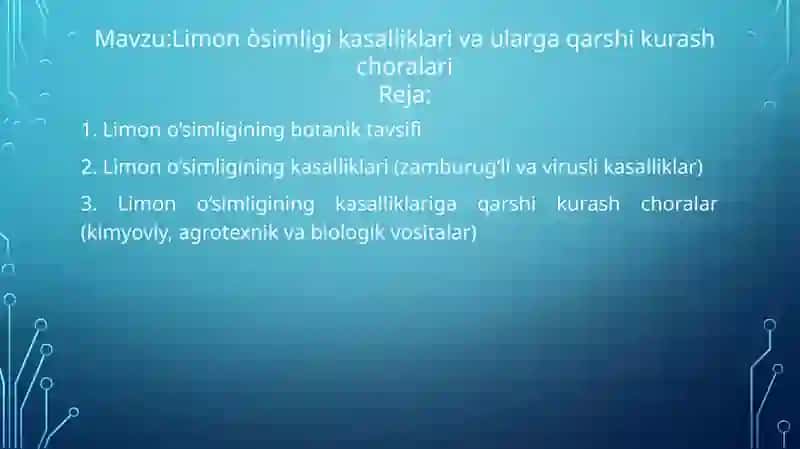 Limon òsimligi kasalliklari va zararkunandalari 2