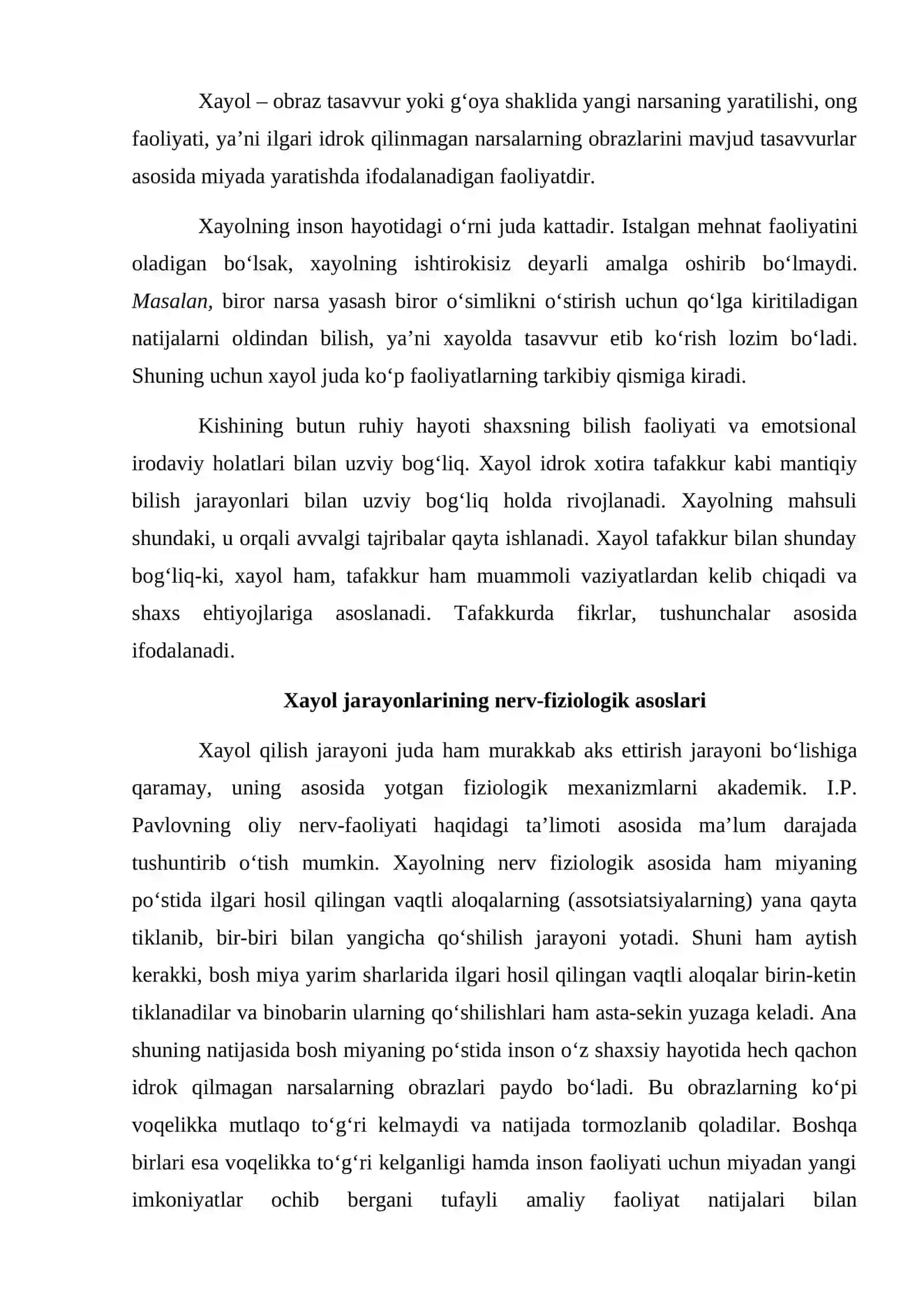 Xayol xaqida tushuncha 2