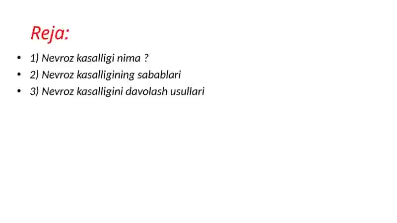 Nevroz kasalligi, sabablari va davolash usullari 2