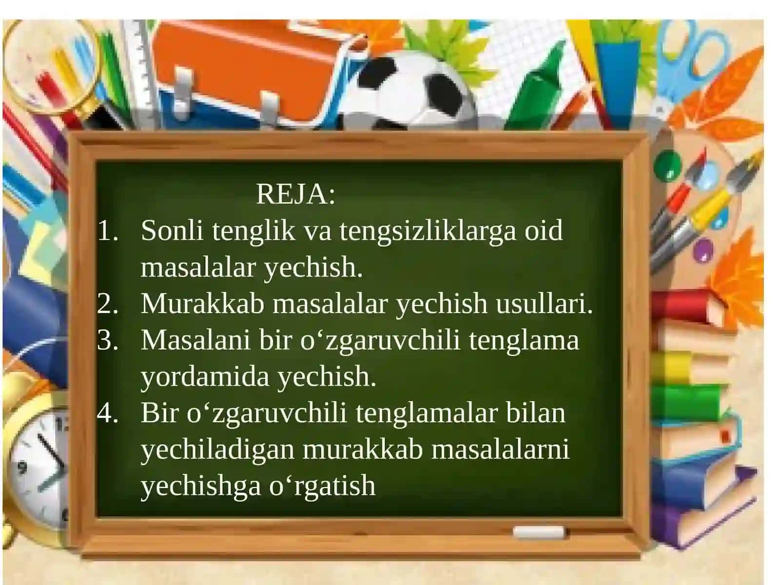 Ma’lumotlar bilan ishlash. Masalalarni tenglama va jadval tuzib yechish 2