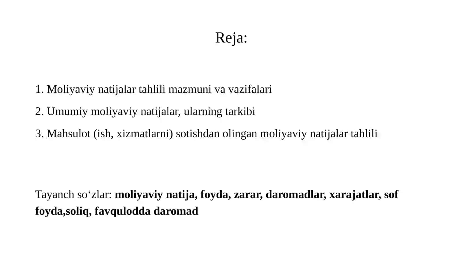 Moliyaviy natijalar tahlili 2