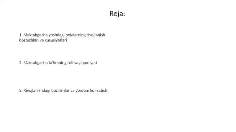 Maktabgacha yoshdagibolalarning rivojlanishivao’zigaxosligi 2
