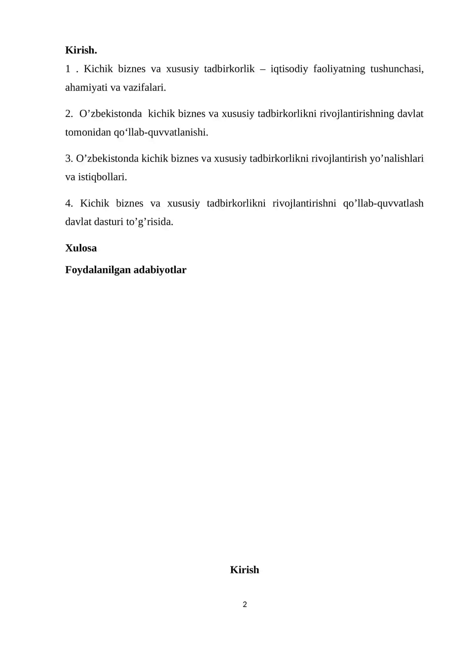 Kichik biznes va xususiy tadbirkorlik 2