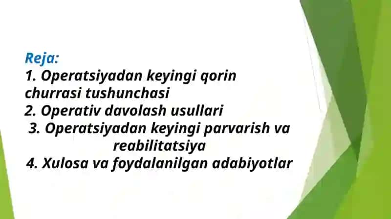 Operatsiyadan keyingi qorin churralari operativ xirurgiyasi 2