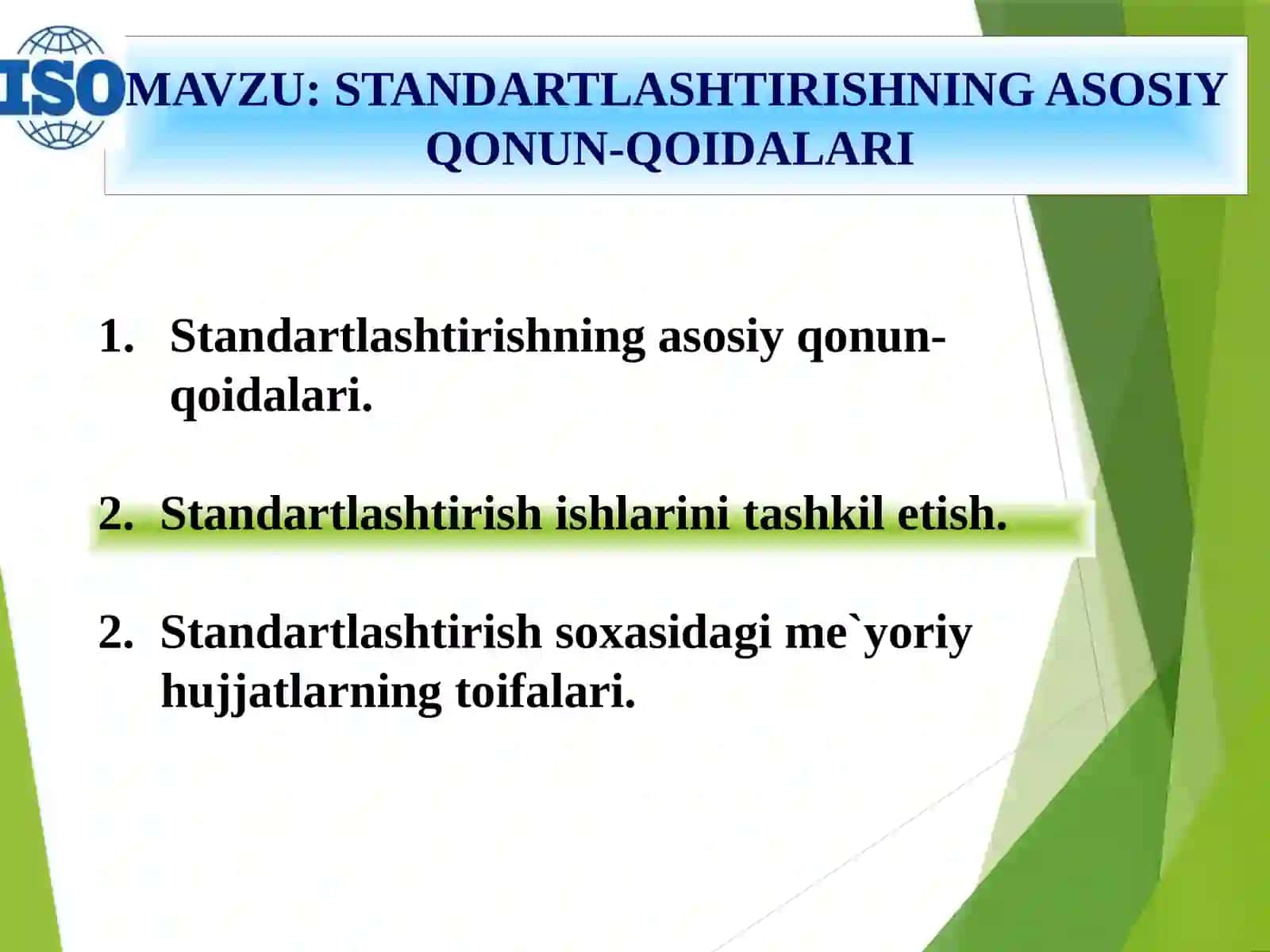 Standartlashtirishning asоsiy qоnun-qоidalari 2