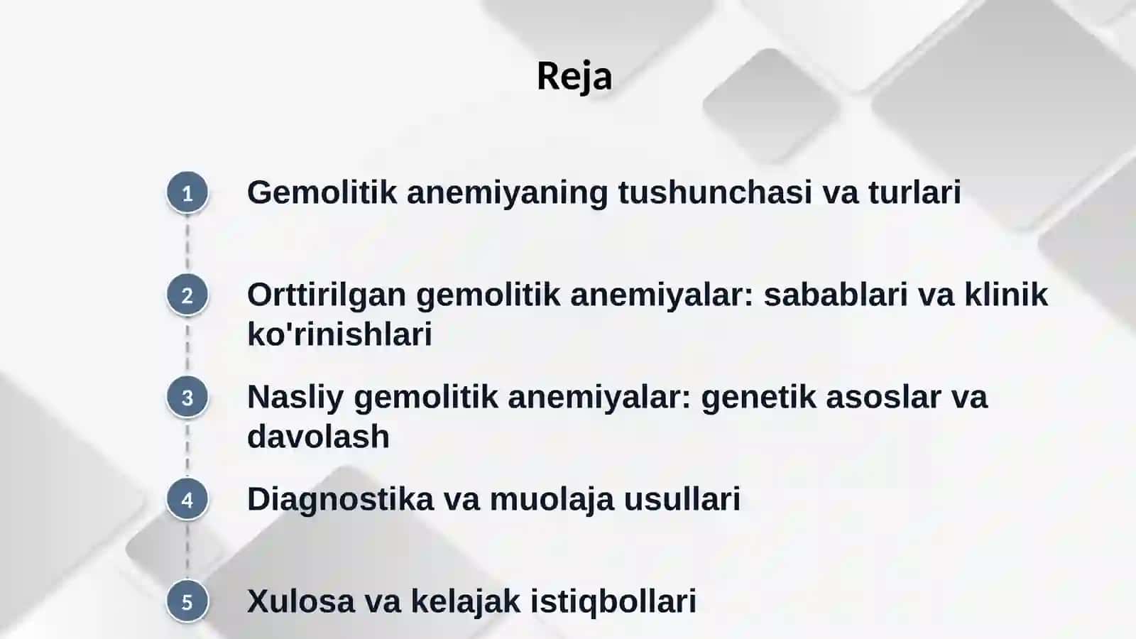 Gemolitik anemiya. Orttirilgan gemolitik anemiyalar. Nasliy gemolitik anemiya 2