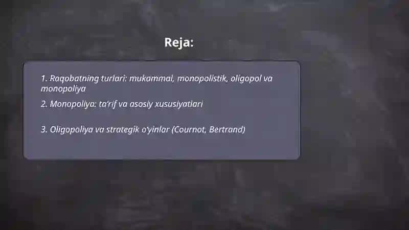 Raqobat va Manapoliya 2