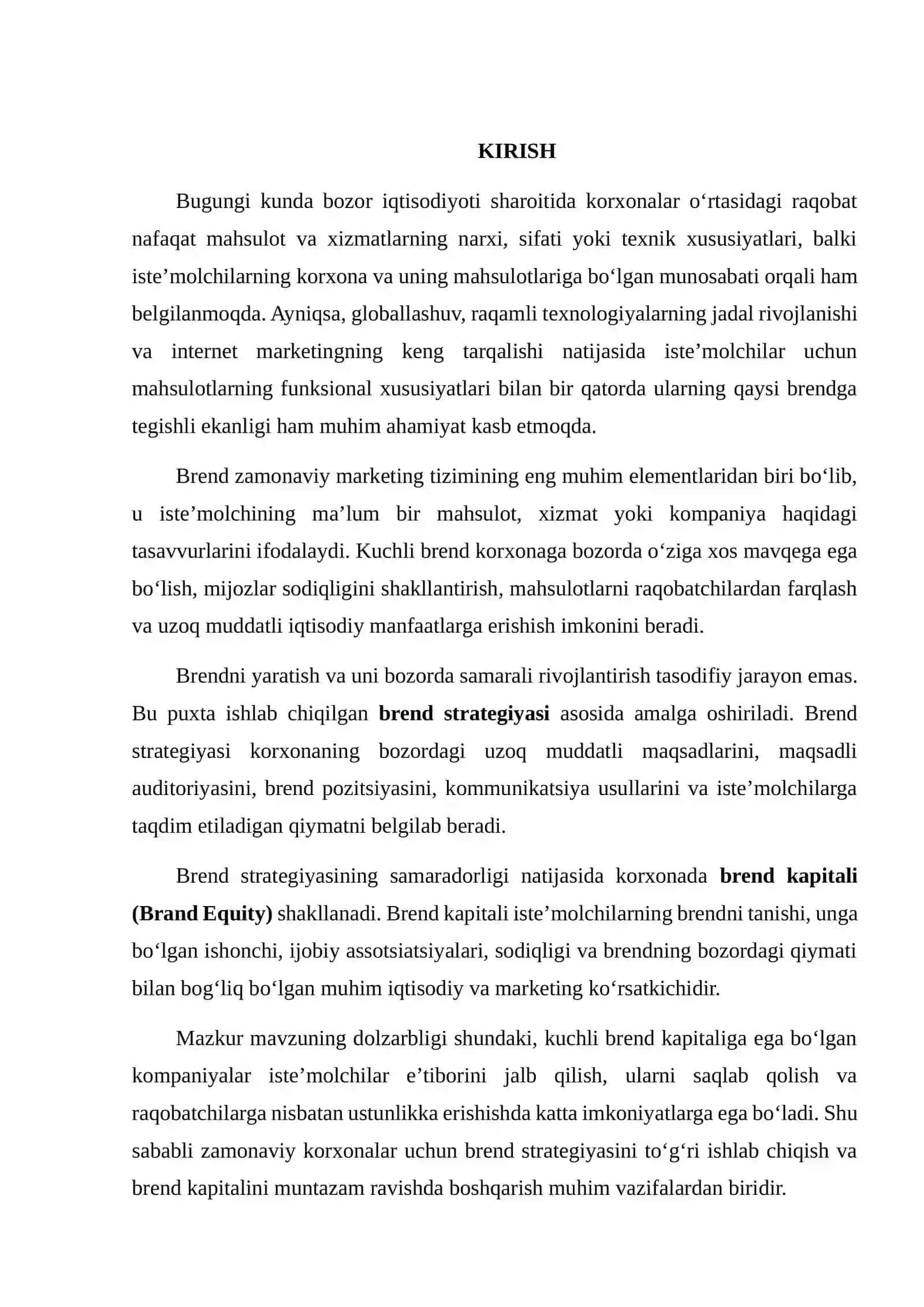 BREND STRATEGIYASI VA BREND KAPITALI (BRAND EQUITY) 2