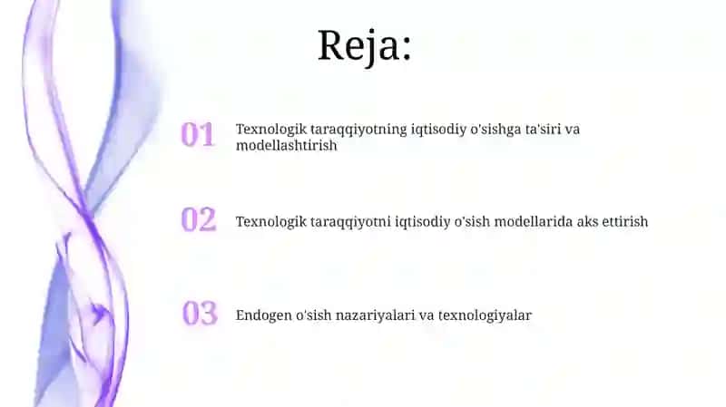 Texnologik taraqqiyotning iqtisodiy o'sishga ta'siri va modellashtirish 2