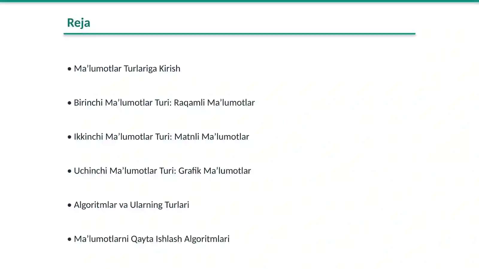 Ma’lumotlar turlari va algoritmlari 2