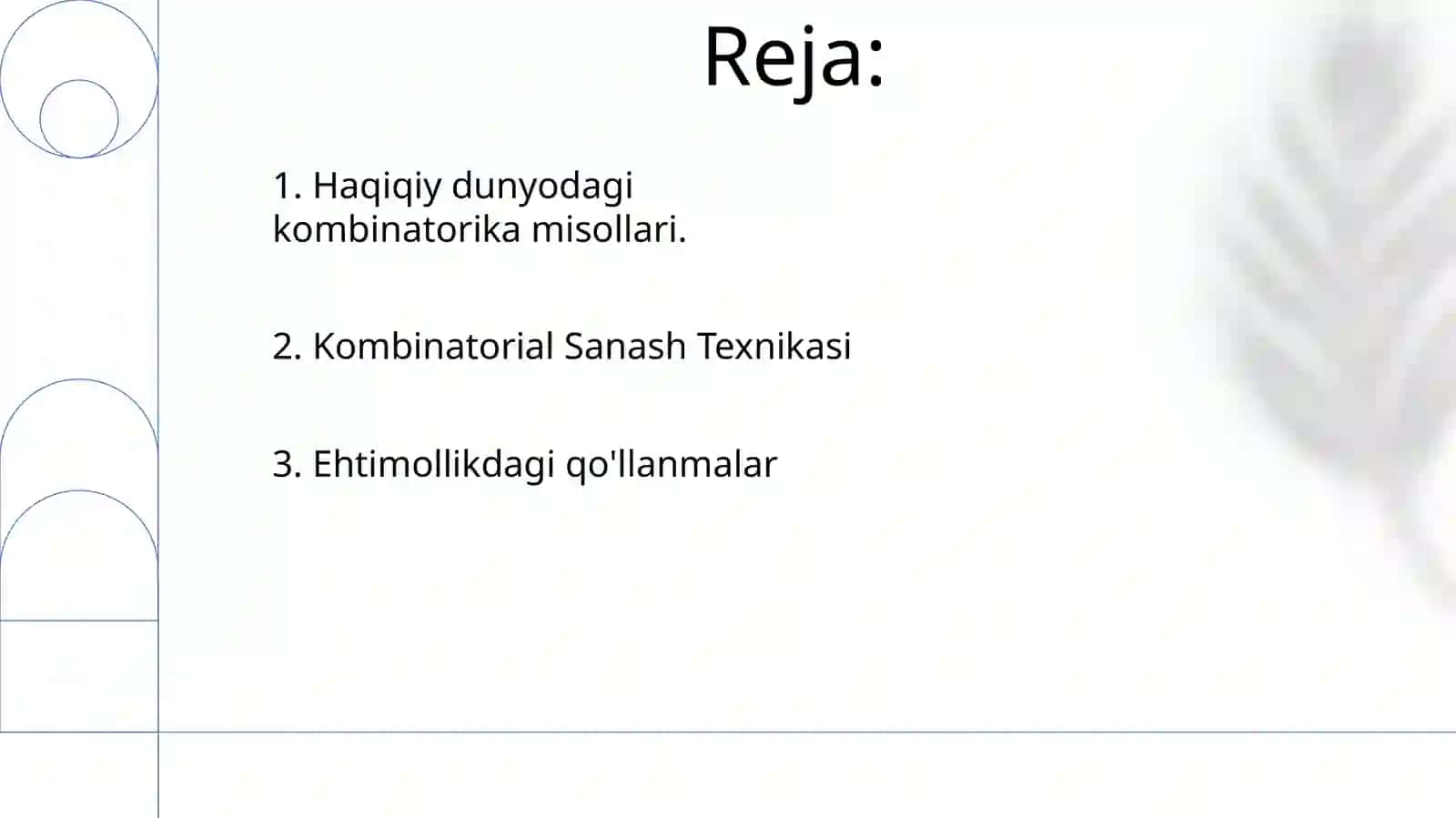 Kombinatorika mavzusidagi formulalar yordamida misollar 2