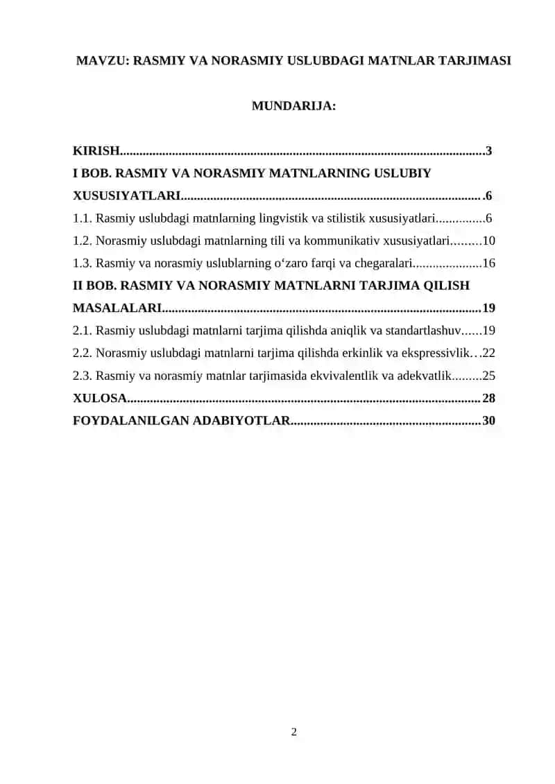 Rasmiy va norasmiy uslubdagi matnlar tarjimasi 2