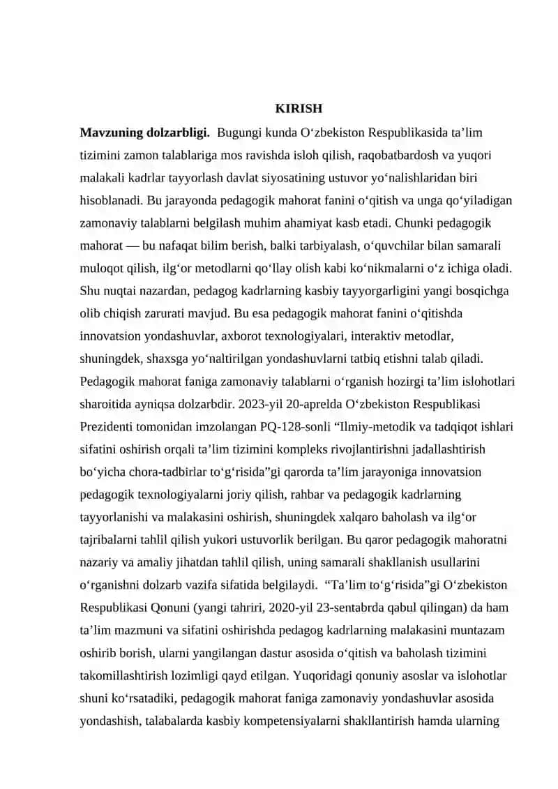 Zamonaviy ta’lim jarayonida pedagogik mahorat fanini o‘qitishga qo‘yiladigan talablar 2