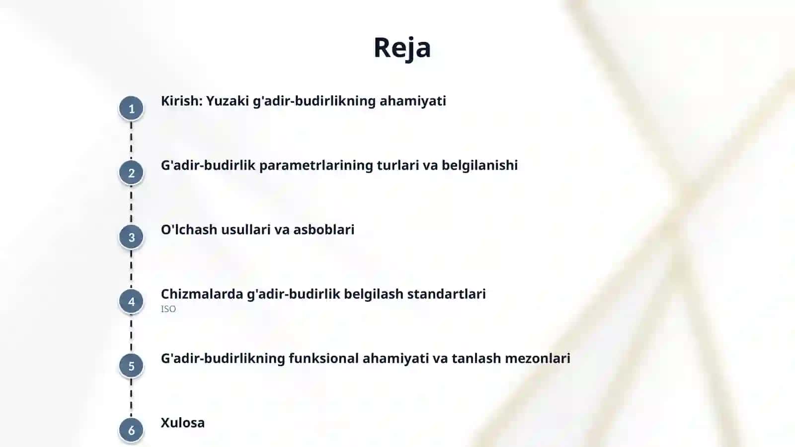 Texnik detal yuzalarining g`adir-budirlik belgilarini qo’yish 2