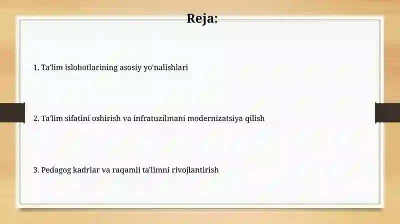 Maktabgacha ta'lim islohotlari 2