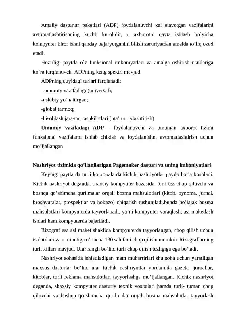 Amaliy dasturlar paketi va ularning kasbiy sohalarda qo’llanilishi 2