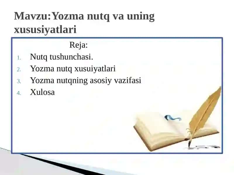 Yozma nutq va uning xususiyatlari 2