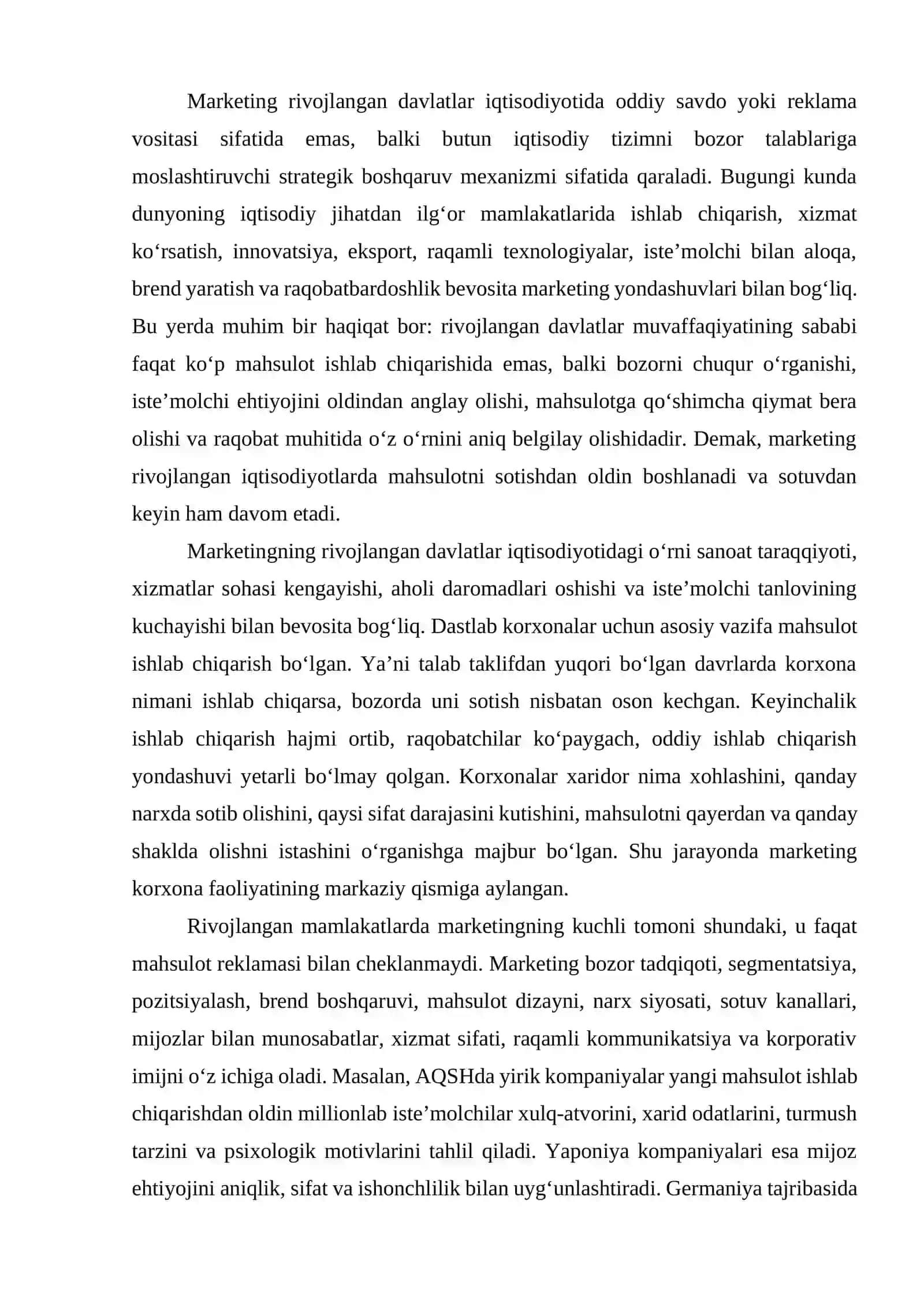Rivojlangan davlatlar iqtisodiyotida marketingni qo‘llash amaliyoti tajribasi 2