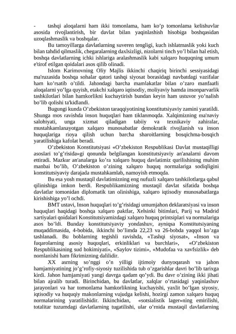 O'zbekiston va jahon hamjamiyati 2