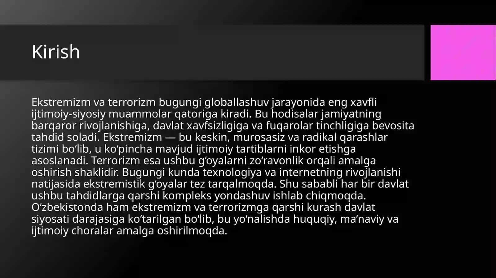 Ekstremizm va terrorizm jamiyat barqarorligiga tahdid 2