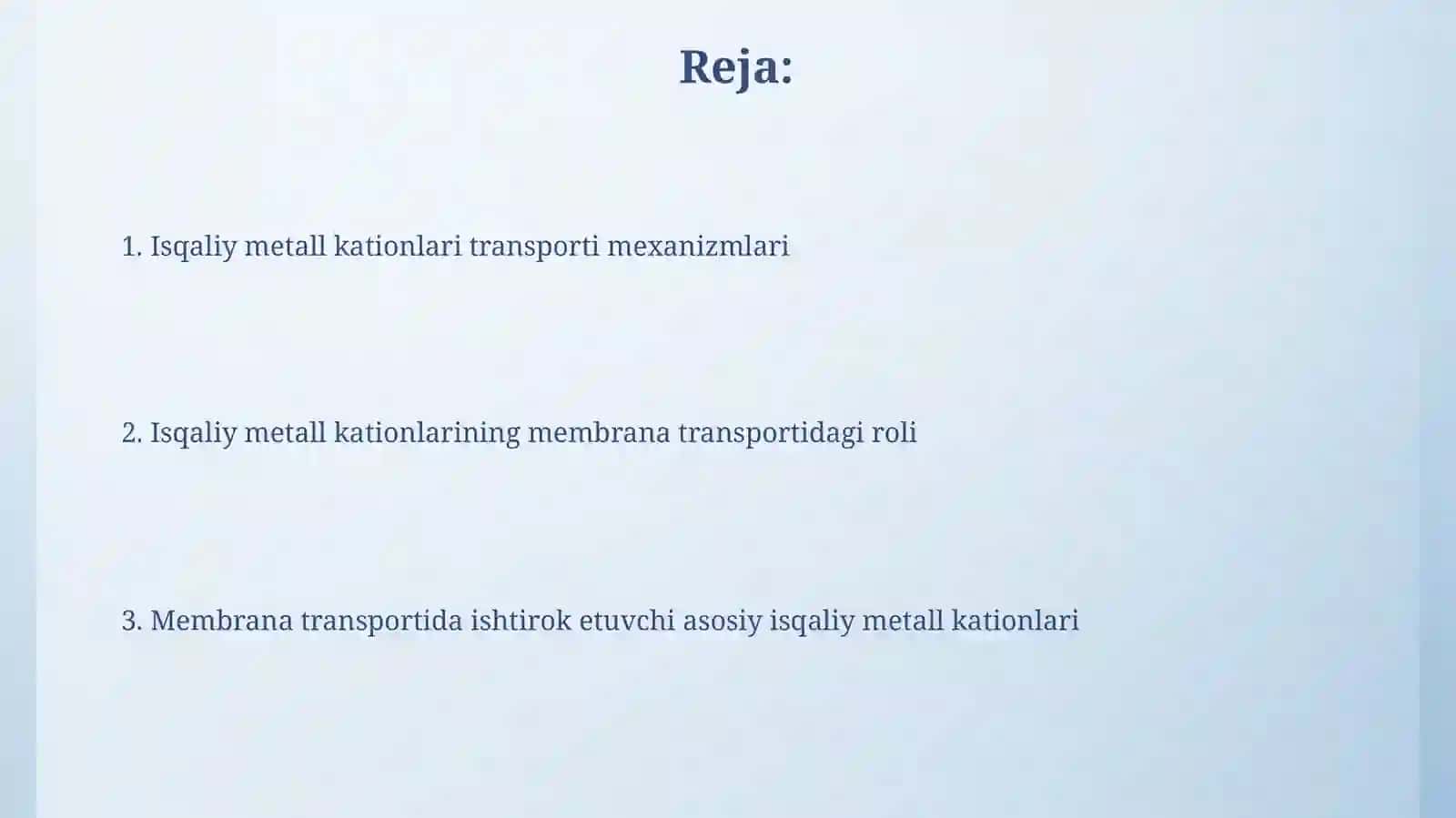 Ishqoriy metallar kationlarining membrana transportidagi ishtiroki 2