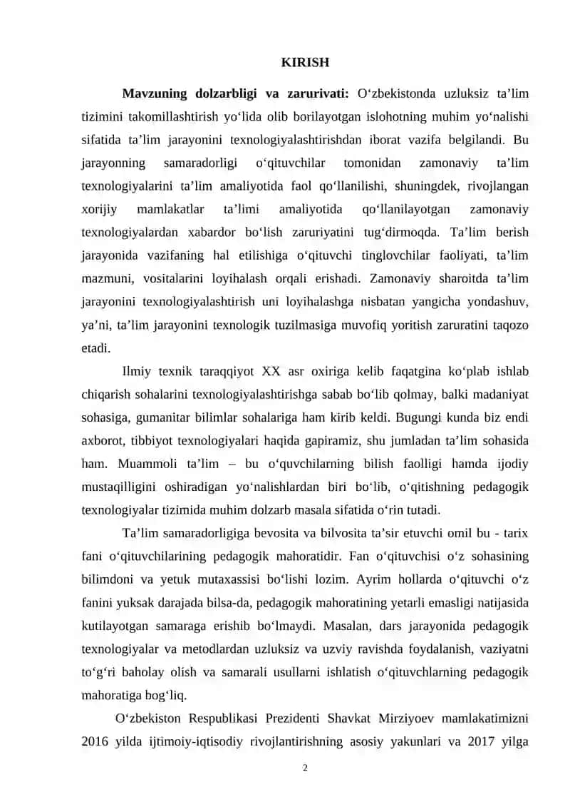 TARIX DARSLARIDA MUAMMOLI TEXNOLOGIYALARDAN FOYDALANISH 2