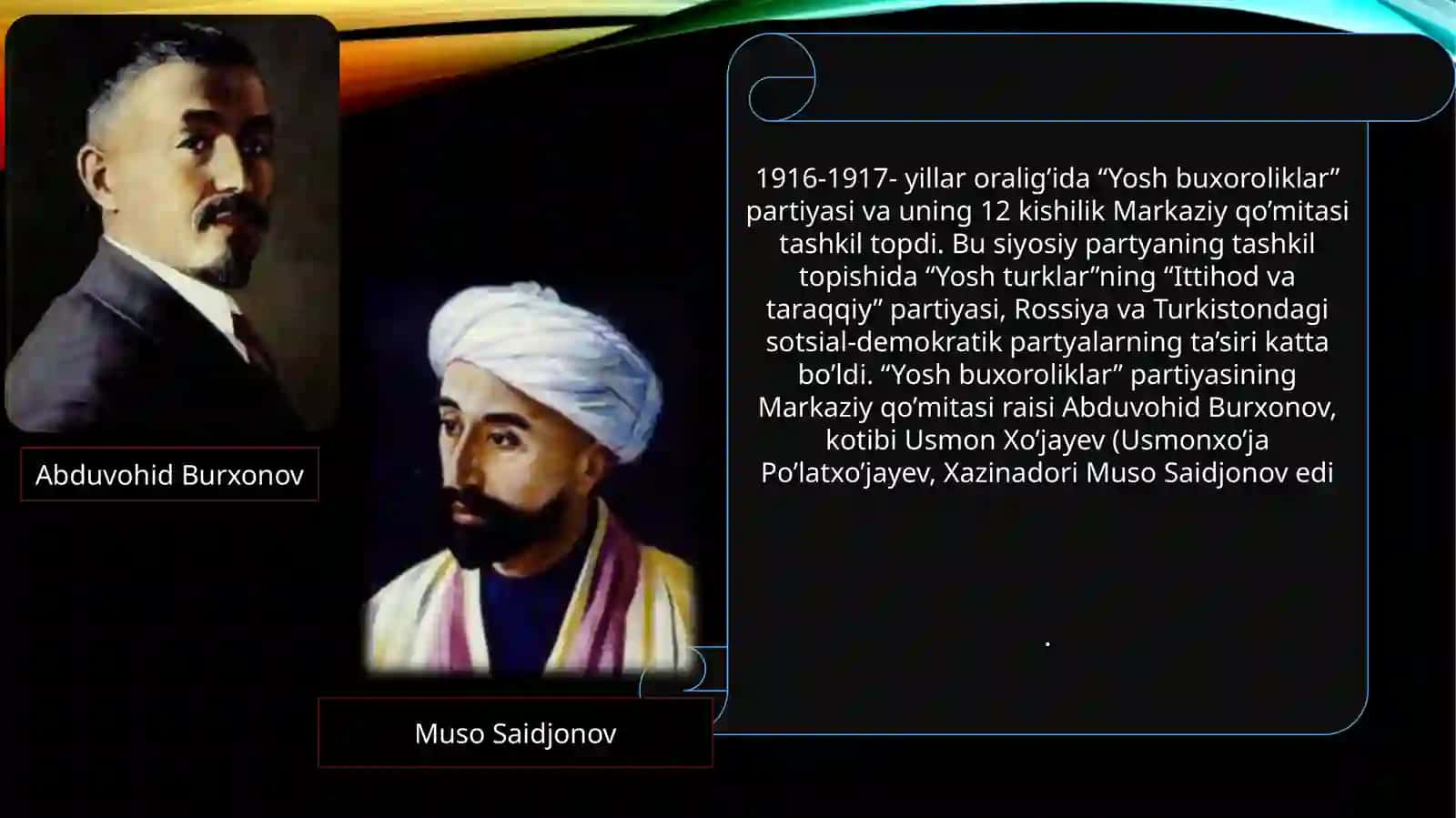 1917-1920-yillarda Buxoro amirligidagi ijtimoiy-siyosiy ahvol.  Yosh buxoroliklar tashkilotining faoliyati. 2