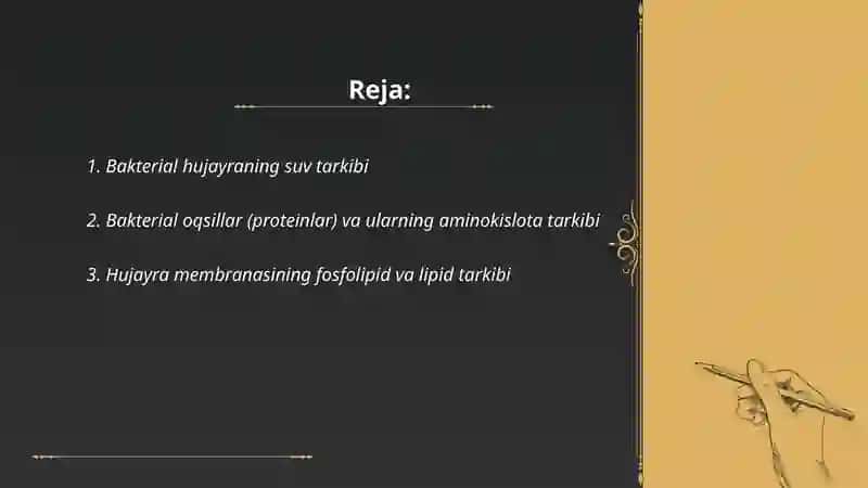Bakterial hujayranining kimyoviy tarkibi 2