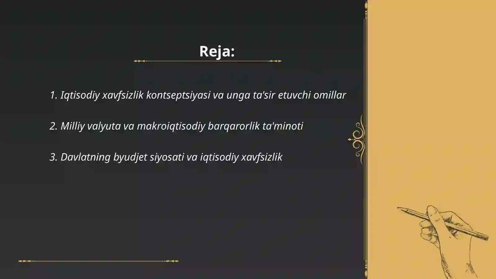 Davlatning iqtisodiy hafsizligi va uning taminlanishidagi ustuvor yonalishlar 2