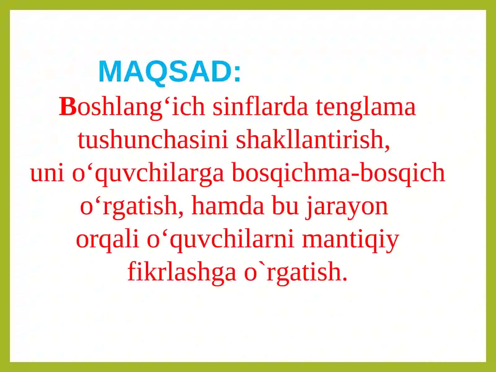 Boshlangʻich sinflarda tenglamalarni oʻrgatish bosqichlari va ularning o‘quvchilarning mantiqiy fikrlashiga ta’siri 2