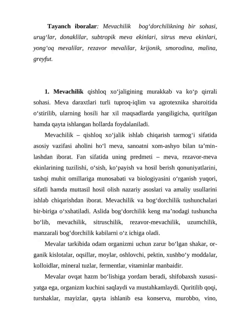 Meva ekinlari klassifikatsiyasi 2