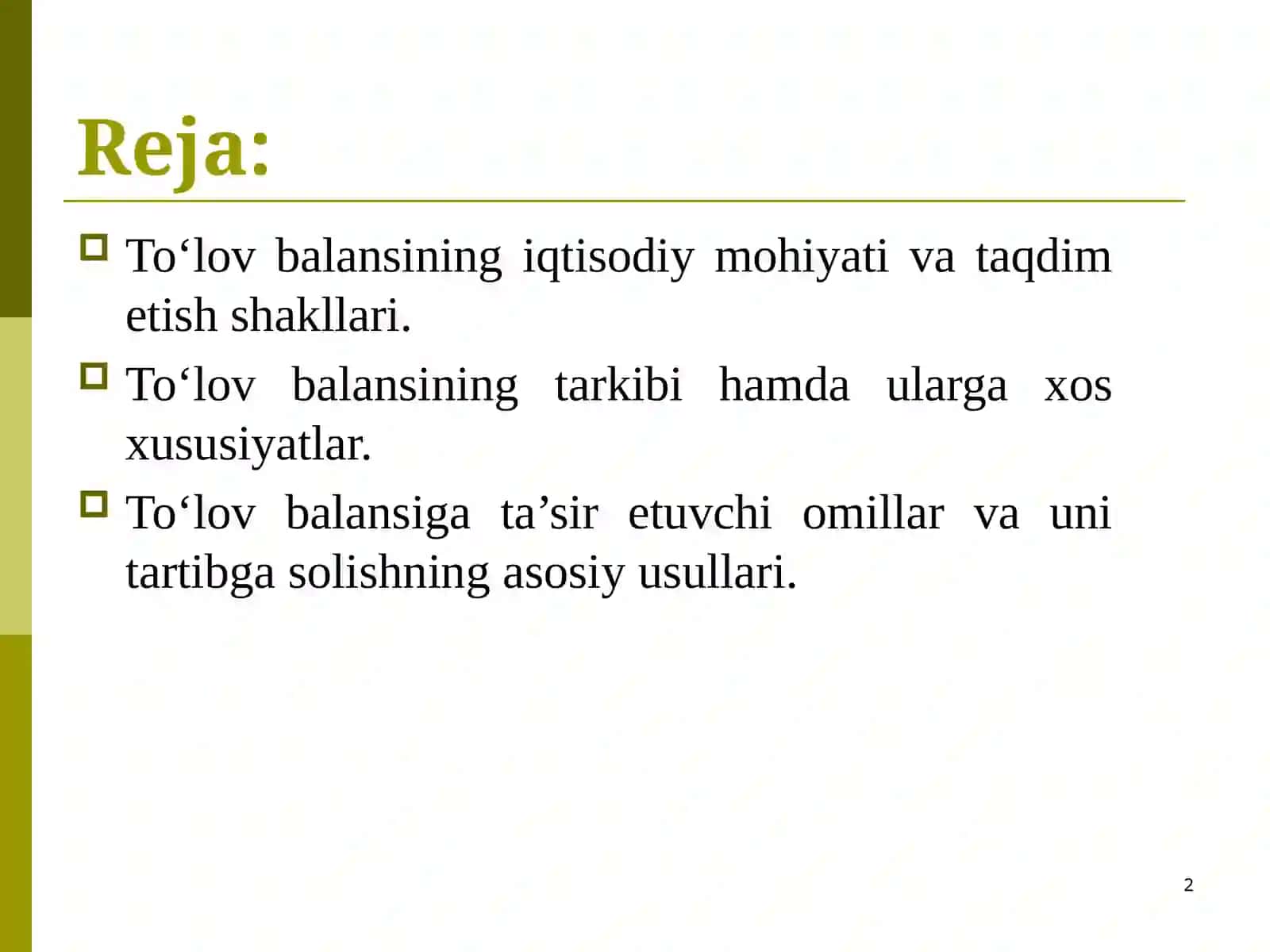 To’lov va hisob-kitob balanslari 2