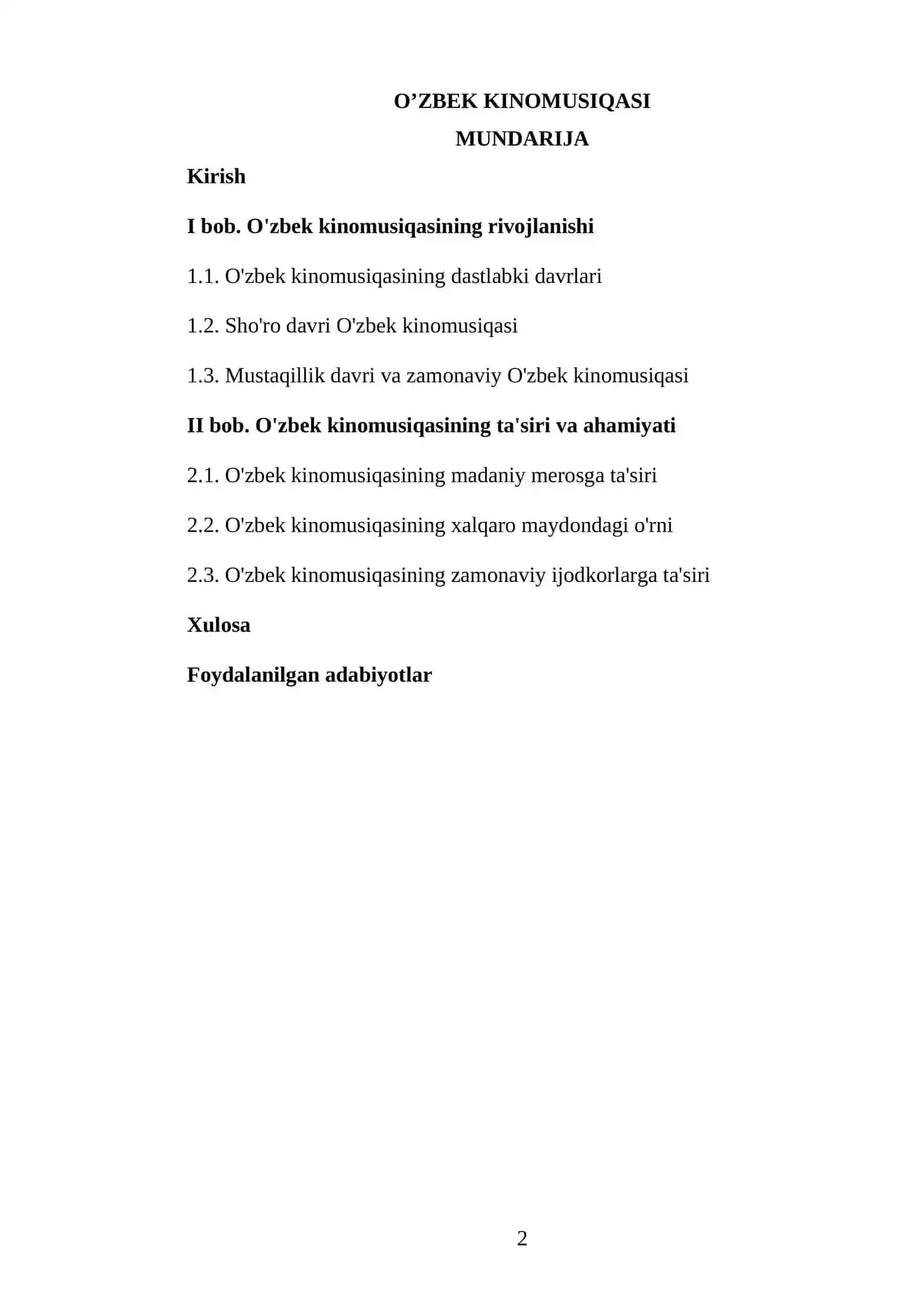 O'zbek kinomusiqasi kurs ishi 2