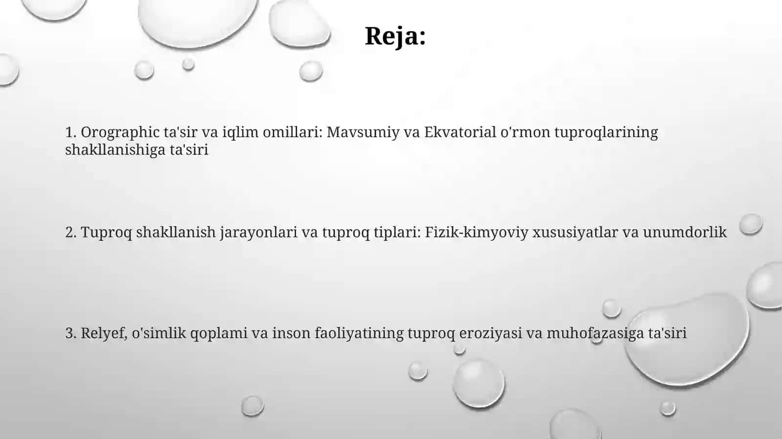 Mavsumiy nam (mussan) va nam ekvatoryal o'rmon tuproqlarni orografiyasi rivojlanishi 2