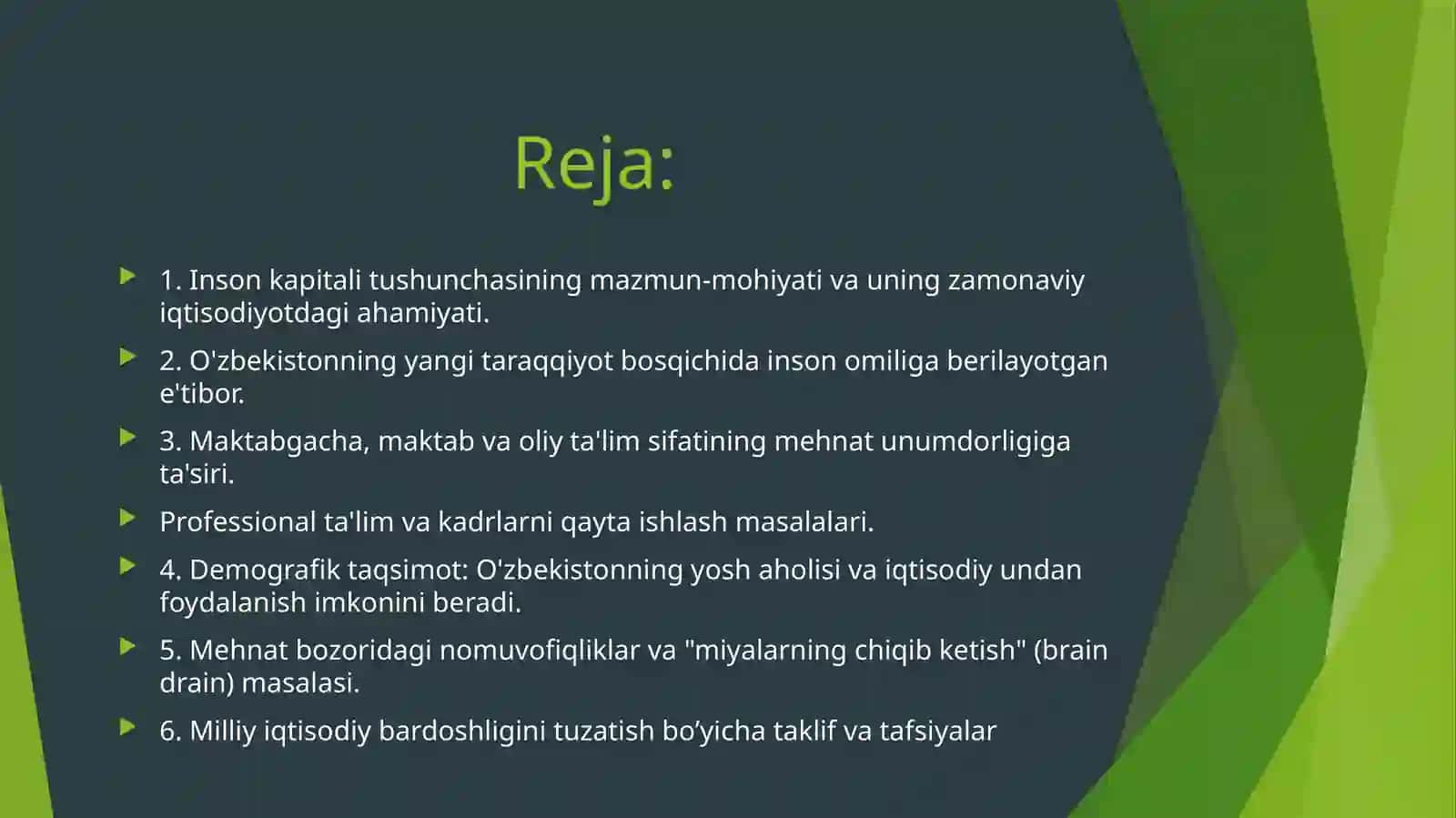 Xusanova Sabohatning Iqtisodiyot nazariyasidan tayyorlagan taqdimoti 2