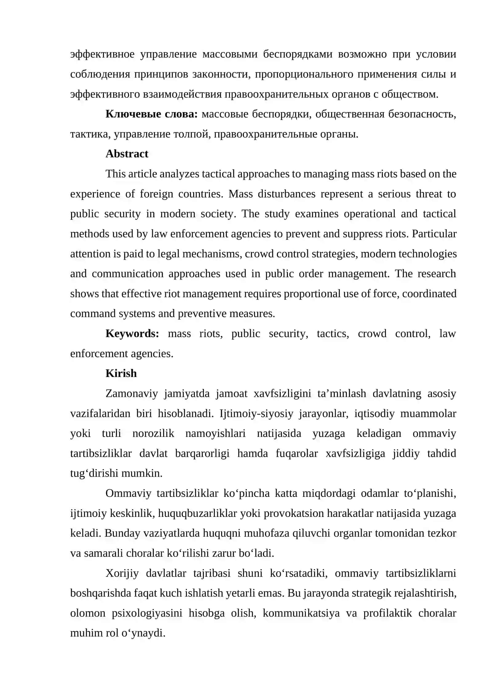 XORIJIY DAVLATLAR TAJRIBASIDA OMMAVIY TARTIBSIZLIKLARNI BOSHQARISH TAKTIKASI 2