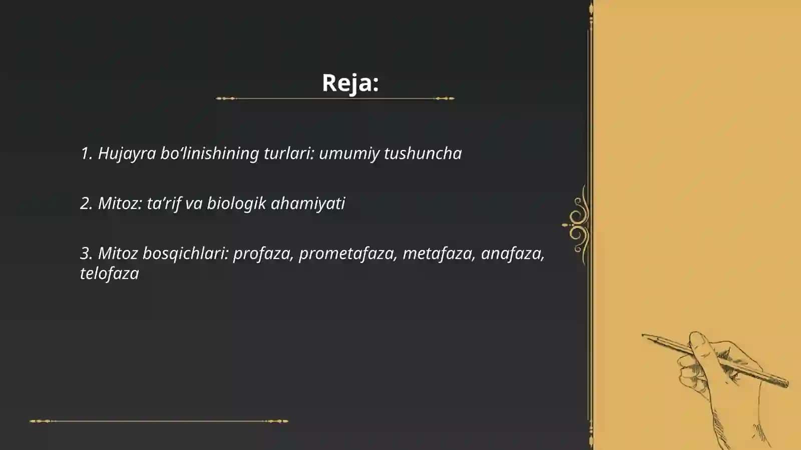 Hujayralarning bo‘linish turlari. Mitoz. Meyoz. Amitoz 2