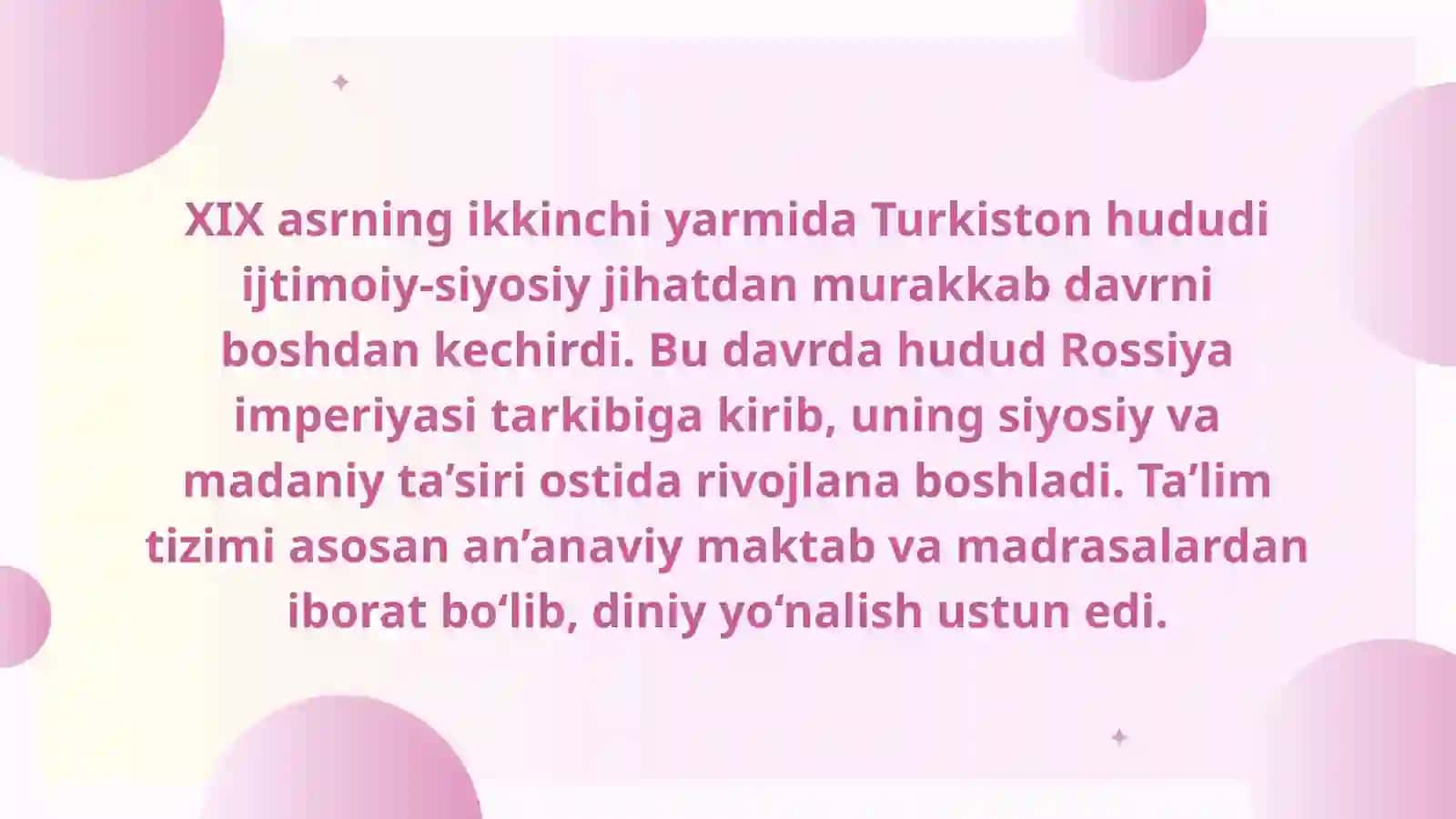 XIX ASRNING 2-YARMI – XX ASR BOSHLARIDA TURKISTONDA TA’LIM VA PEDAGOGIK FIKRLAR 2