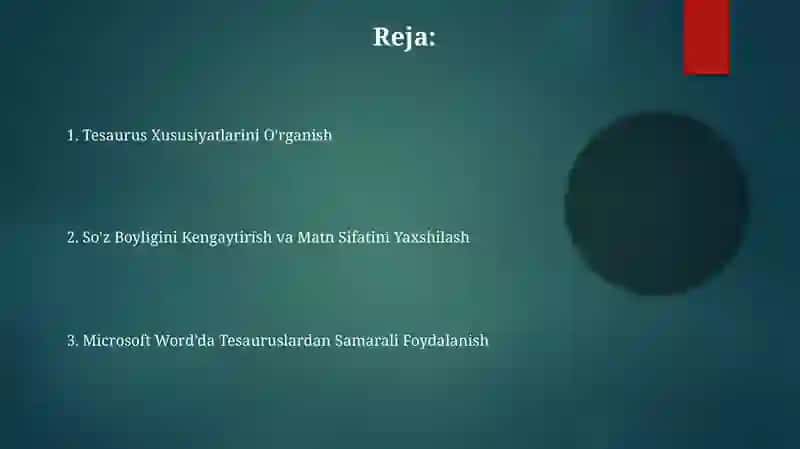 Microsoft Word dasturida tezaurslar bilan samarali ishlash 2