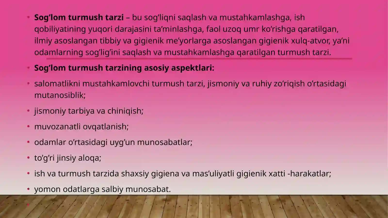 SOG’LOM TURMUSH TARZINI TARG’IB QILISH 2
