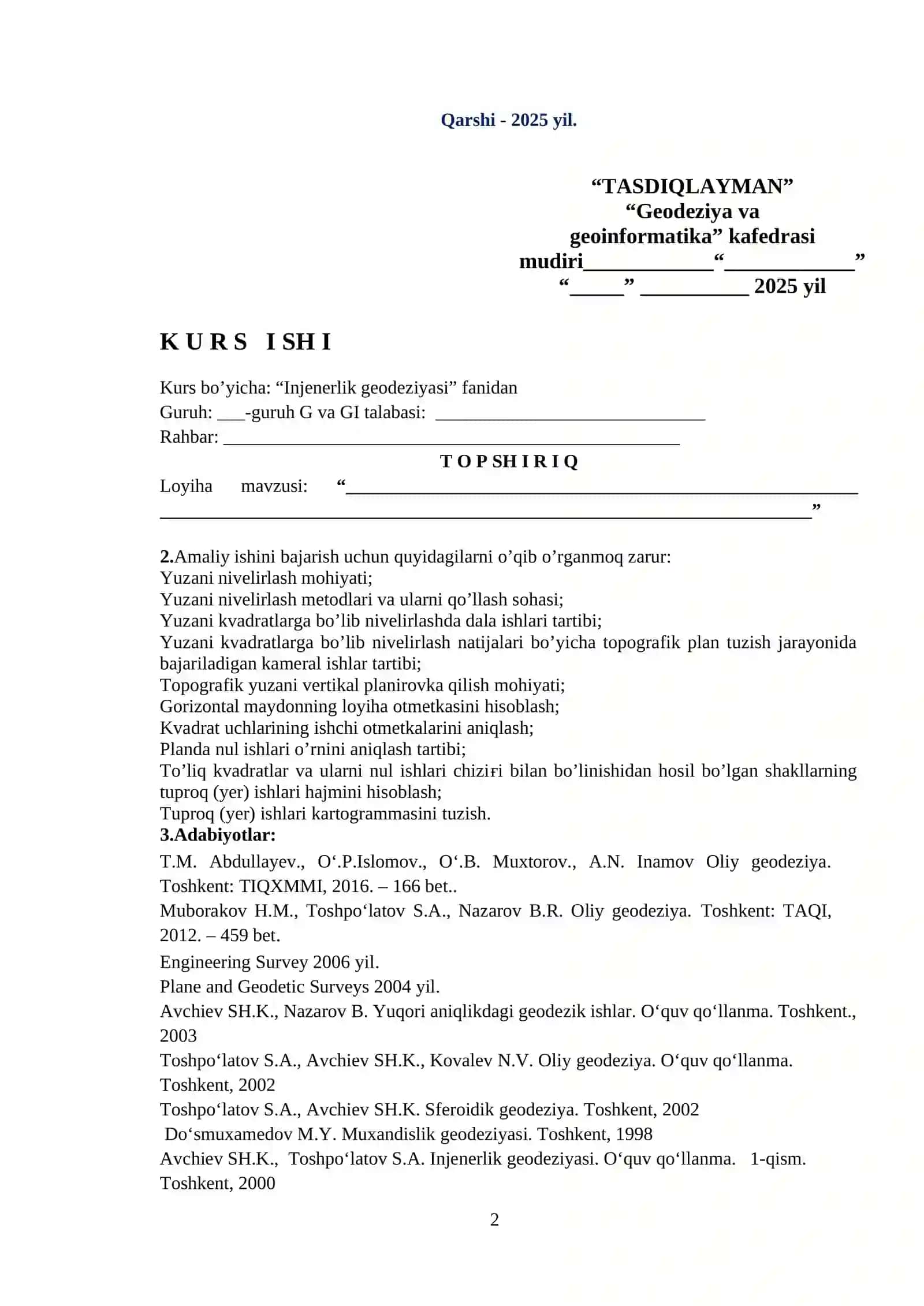 Injenerlik geodeziyasi 2