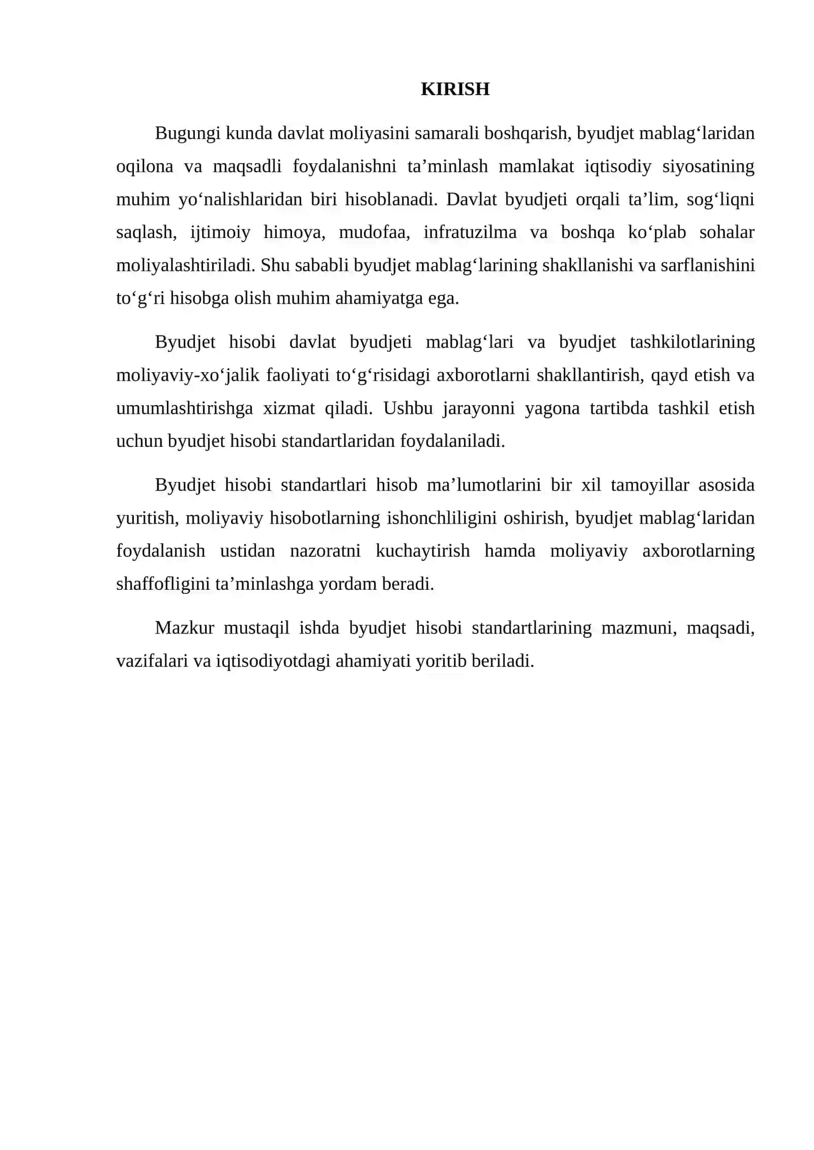 BYUDJET HISOBI STANDARTLARI: MAZMUNI, MAQSADI VA AHAMIYATI 2