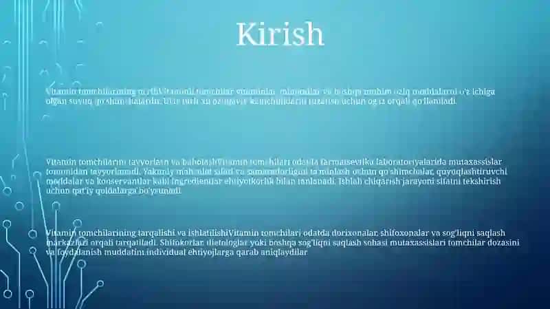 Vitaminli Damlamalarni Tayyorlash Uni Baholash Va Tarqatish Tartibi 2