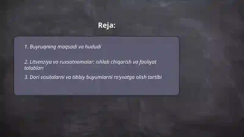 Dori vositalarni va tibbiy buyumlarni tayyorlash saqlash ularning sifatini nazorat qilish 2