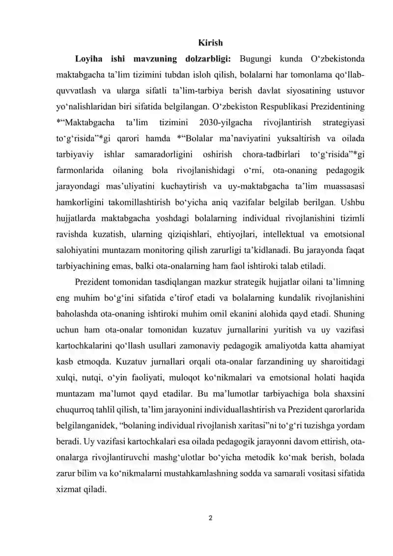 Ota-onalar tomonidan kuzatuv jurnallarini yuritish, ota-onalar uchun moʻljallangan “uy vazifasi kartochkalari” qoʻllash usullari 2