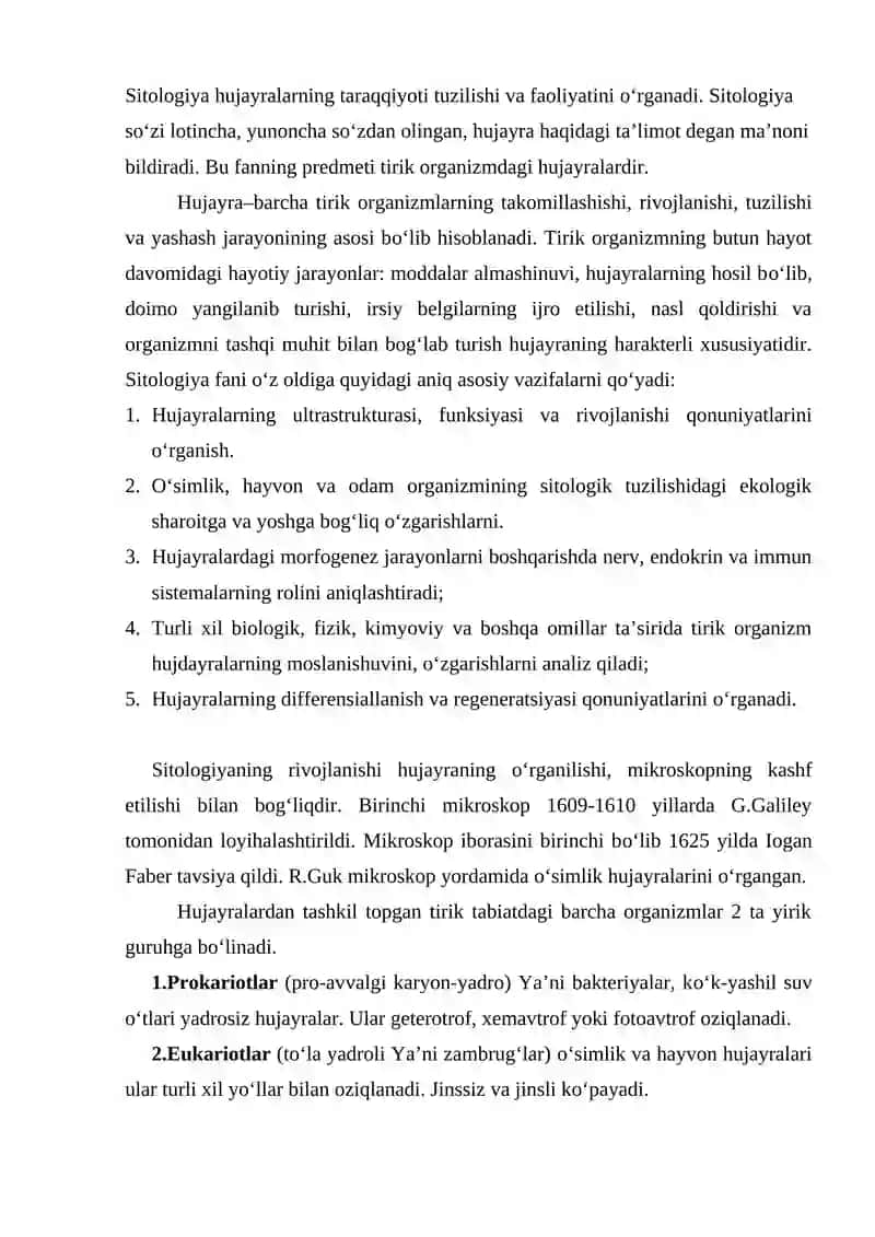 Hujayralarning taraqqiyoti 2